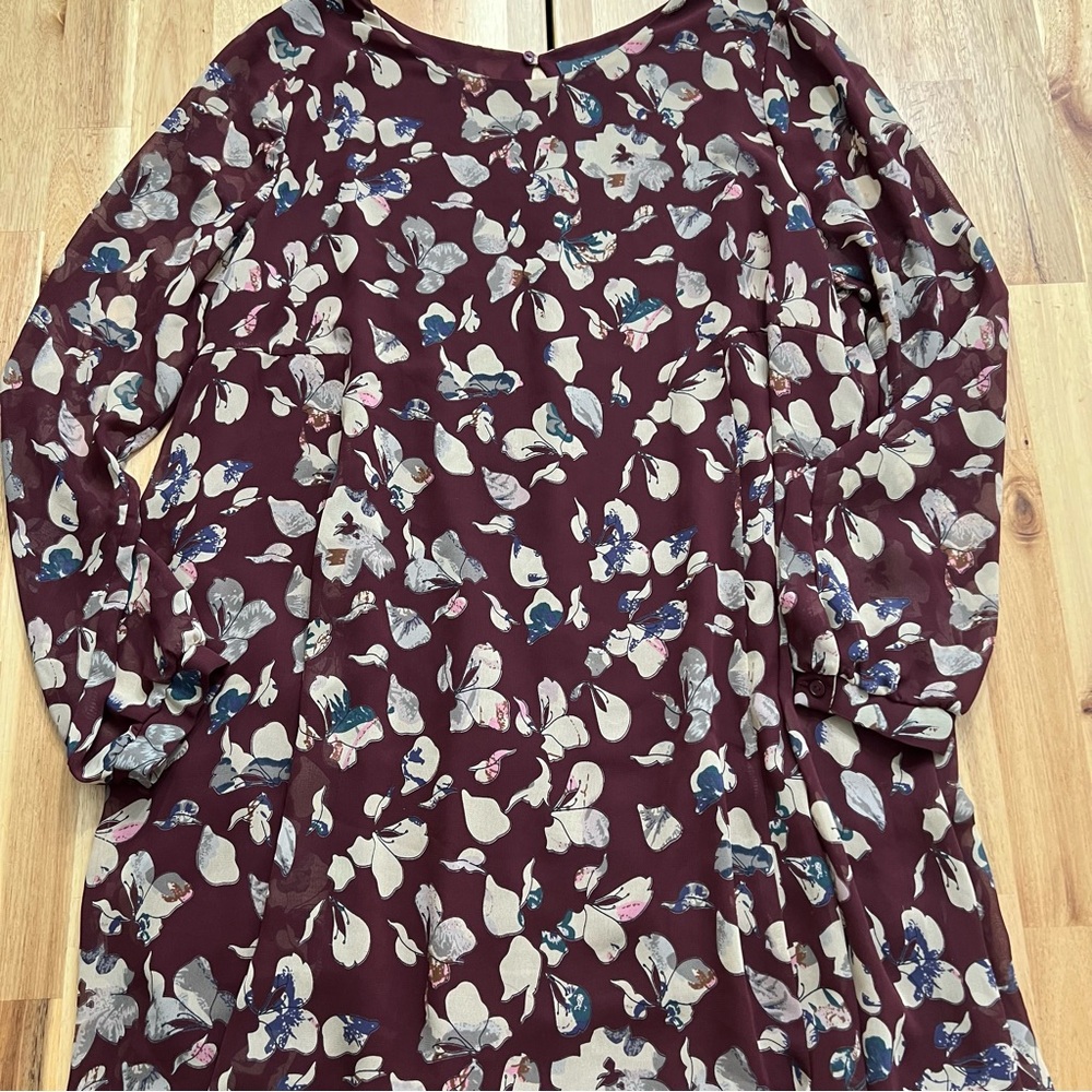 ASTR the Label Burgundy Floral Long Sleeve Shift Dress Size XL